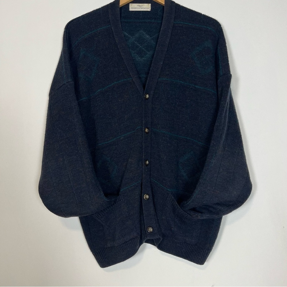 Vintage 1994 St Michael from Marks & Spencer Bluish Purple/Teal Cardigan Sweater